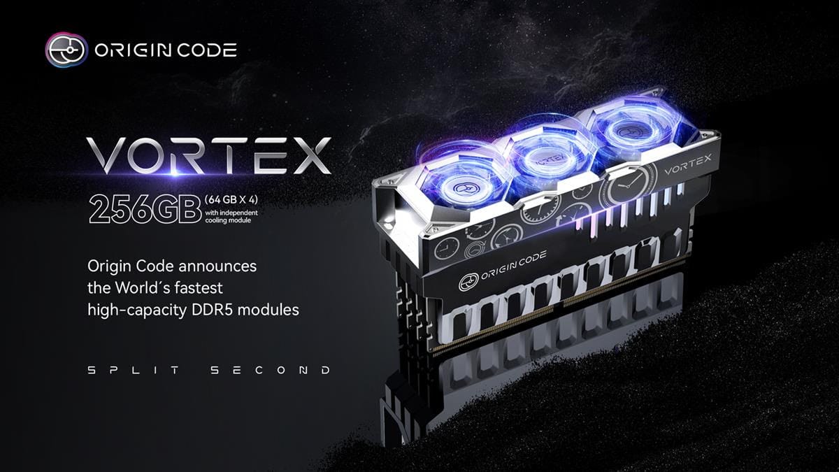 Origin Code Introduces VORTEX DDR5: High Capacity DDR5 Kits with Active Triple-Fan Cooling